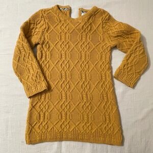 Adrienne Vittadini Girls Size 5T Cable Knit Sweater Dress Gold Long‎ Sleeve
